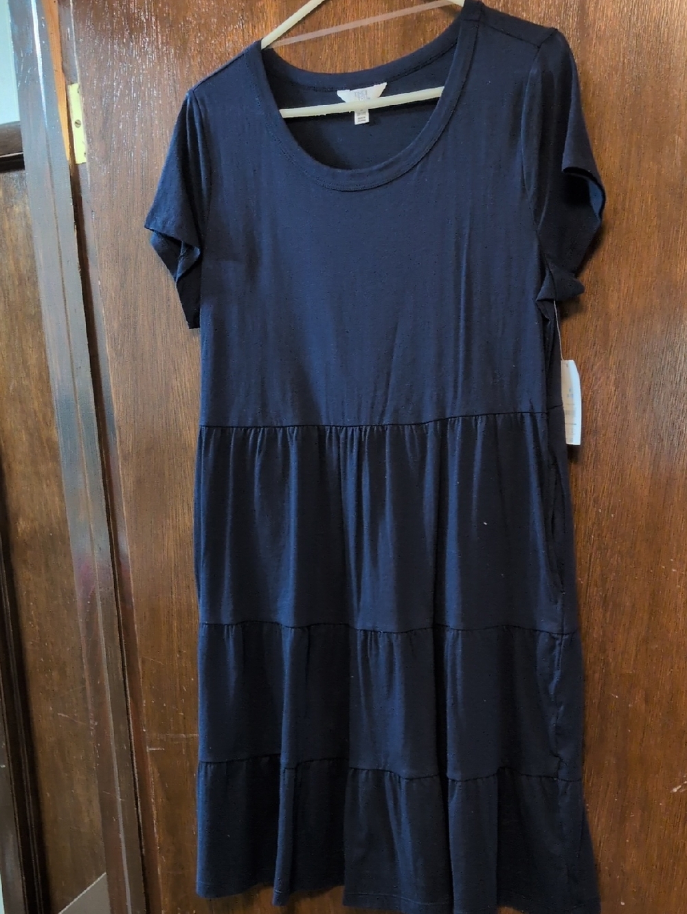Time and Tru Navy Blue Tiered Short Sleeve Dress